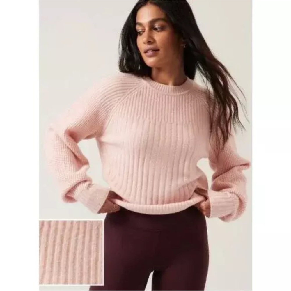 Athleta Layover Crew Sweater | Orchid Pink Small CP
